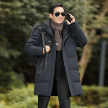 爸爸冬装羽绒服中长款2025新款中年男士加厚外套中老年人保暖上衣