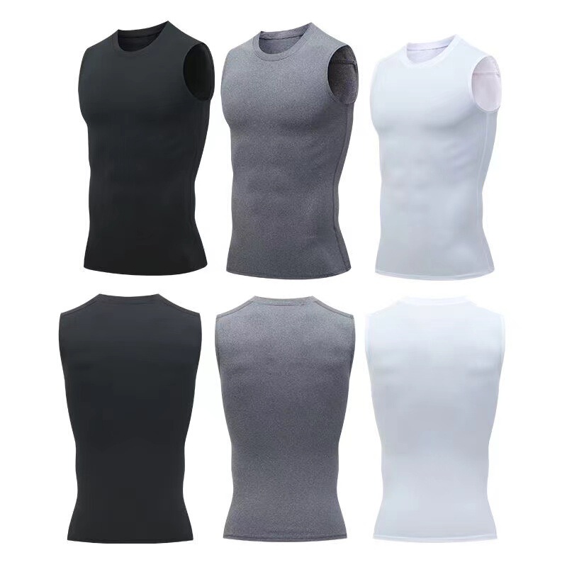 Sports Vest Tight Fitness Running Quick-drying Sleeveless Elastic T-shirt Basketball Waistcoat Sweat-absorbent Training Base Tight