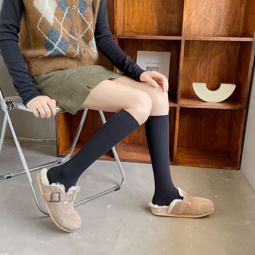 Japanese solid color calf socks, pressure stovepipe socks, striped vertical stripe stockings, autumn and winter JK calf socks, women's high tube