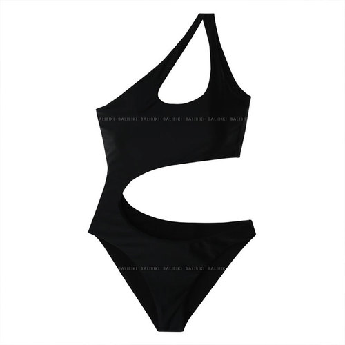 Source Factory Wholesale Korean One-Piece Sexy Off-the-Shoulder Cut-Out Solid Color Swimwear Hot Spring Vacation Swimsuit for Women