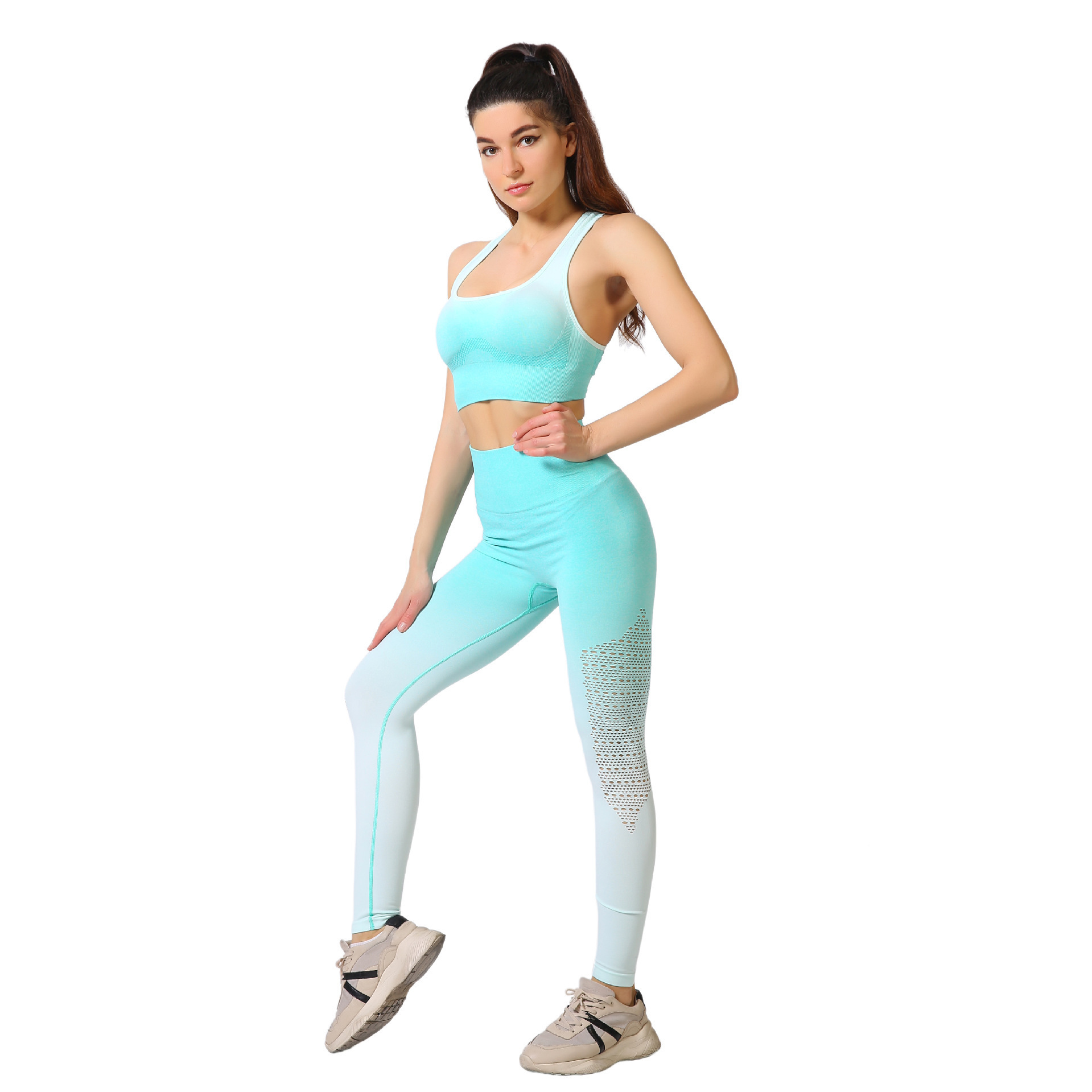 Leggings y sujetador deportivo con tinte degradado NSOUX47909