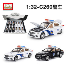 [散装]新奥1:32奔*C260轿车警车六开门合金声光回力仿真汽车模型