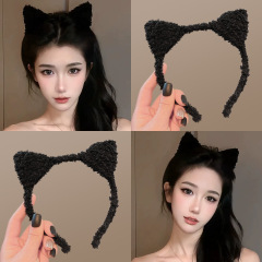 可爱毛绒猫耳朵发箍女款秋季洗脸头箍2025新款不勒头压发发卡头饰