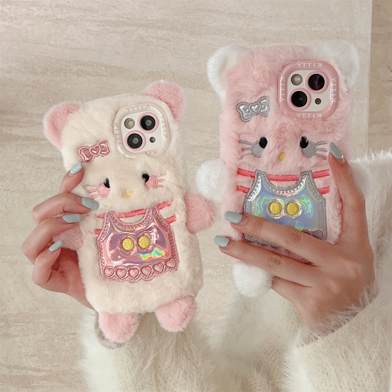 Plush 3D Hello Kitty Cute Phone Case for iPhone 13 14 15 Pro Max for Autumn and Winter Plush 3D Hello Kitty Cute Phone Case for iPhone 13 14 15 Pro Max for Autumn and Winter
