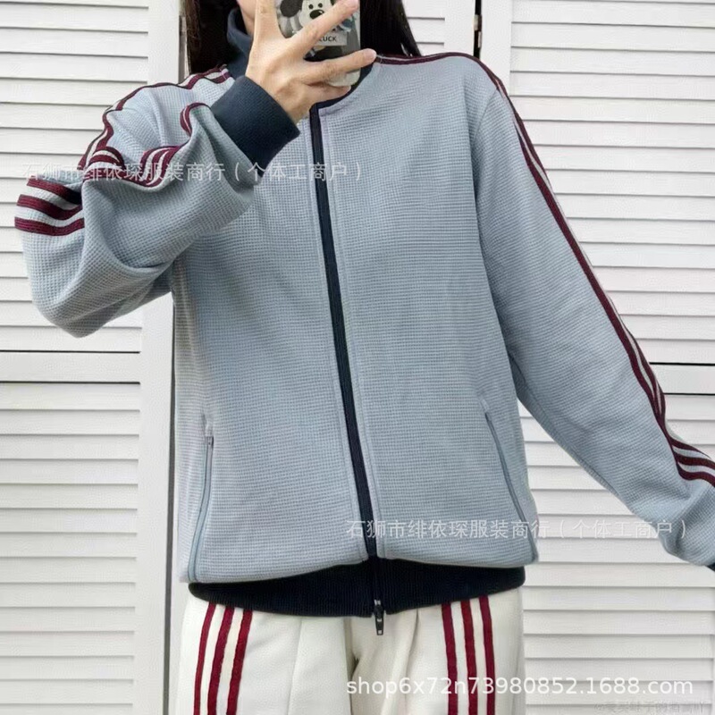 Three-Stripes Embroidered Stand-Up Collar Cardigan Sweatshirt Jacket Jacket for Men and Women Couples Spring and Autum 2025 New Clover