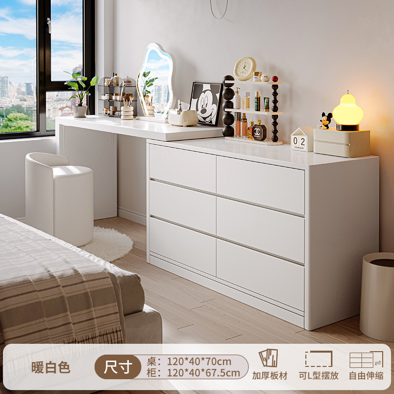 Tocador, cómoda, dormitorio integrado, simple y moderno, estilo crema, tocador, tocador, armario de almacenamiento, armario de cola de cama, madera maciza