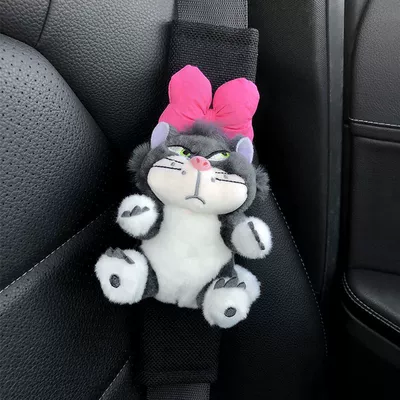 Seat belt shoulder pad Cute Girl Car Decoration Anti-Neck - rose-lucifer-black-ice-silk-shoulder-guard-1