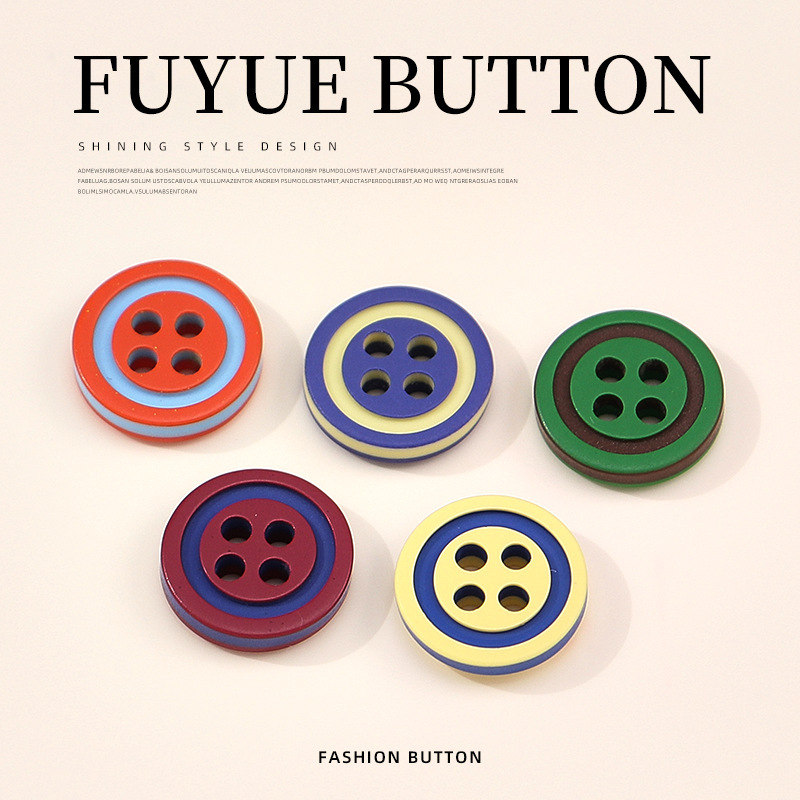 Dopamine Color Fashion Shirt Buttons, Contrasting Color Thin Edge Resin Buttons, Shirt Buttons, Colorful Ready-Made Two-Color Buttons