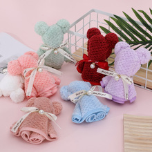 菠萝格小熊毛巾批发 婚庆回礼满月创意造型礼品毛巾珊瑚绒伴手礼