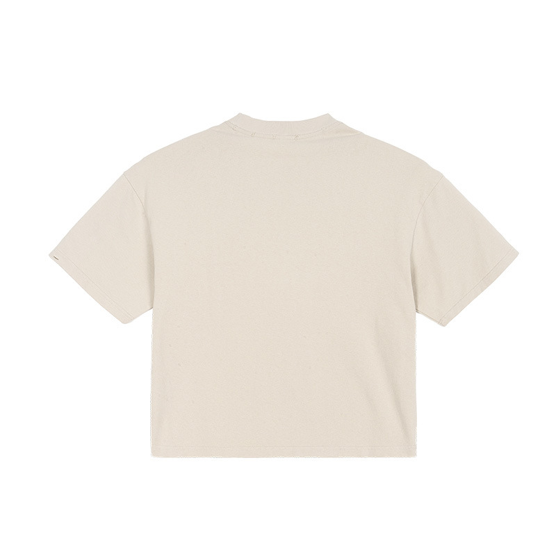 ETAI Hombre| American Street tide retro desgaste camiseta de hombre de color sólido de alta calidad pesada 100% algodón corto ancho mangas cortas