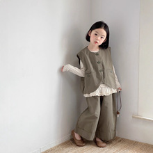 男童春秋套装2025儿童时髦新款小男孩酷帅衣服宝宝马甲卫衣三件套