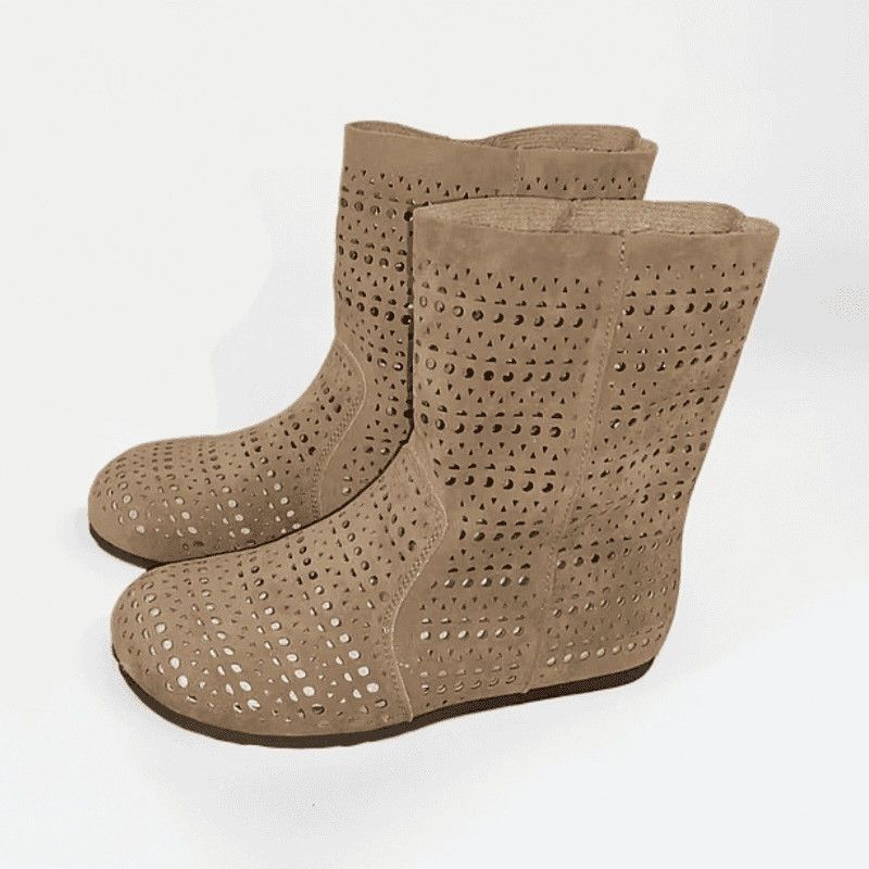 Botas de verano agujero sandalias de estilo británico Meirard retro botas huecadas delgadas sandalias transpirables planas mujeres