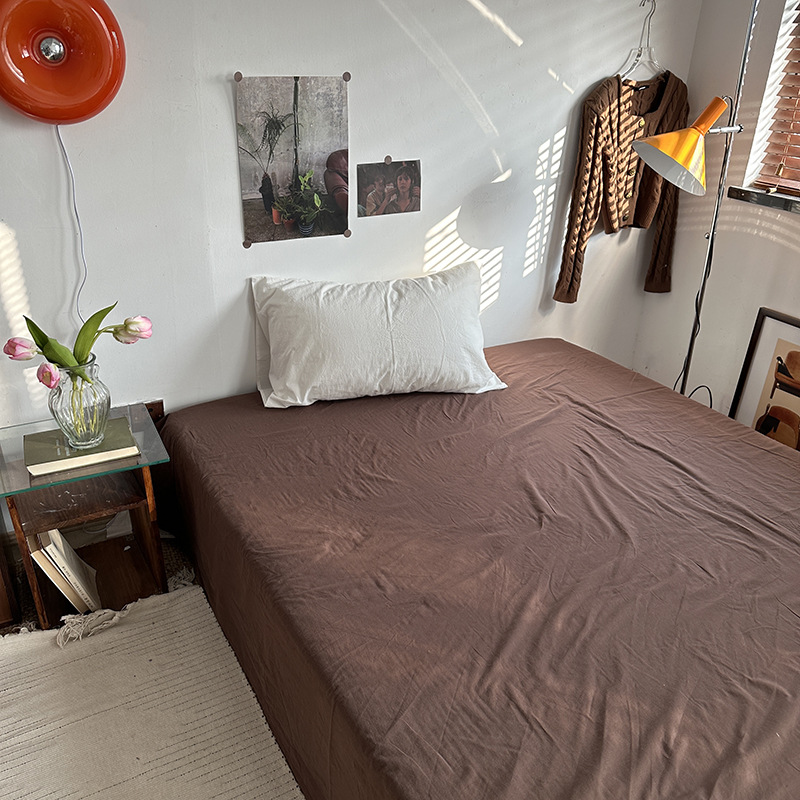イン無地シンプルな純綿シングルピースベッドシーツ純綿シングルピースキルト 1.8 ボックスシーツマットレスプロテクターベッドカバー卸売