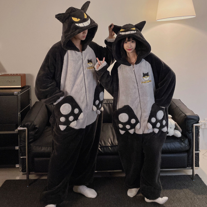 2025 nueva pareja unida hombre pijama de invierno peluche extraño lindo dibujos animados chica ropa de casa conjunto