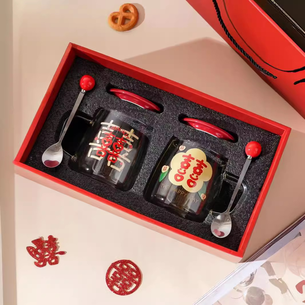 Boda creativa china, personalidad de alto valor facial, copa de vidrio, copa de regalo de mano, copa de agua de boda