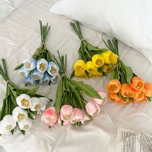 单只郁金香仿真花PU 仿真保湿手感高档假花家居客厅装饰摄影道具