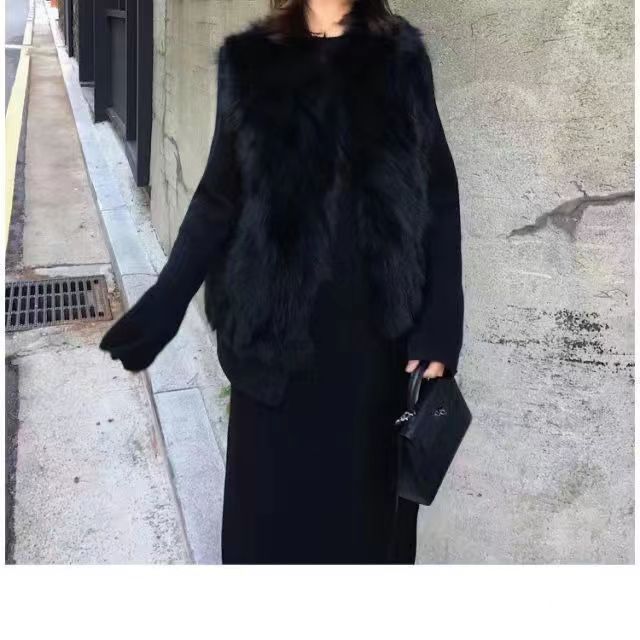 Vestă de blană pentru femei 2024, vestă nouă de lână de toamnă și de iarnă, haină scurtă și subțire cu blană pentru femei_voghion.com