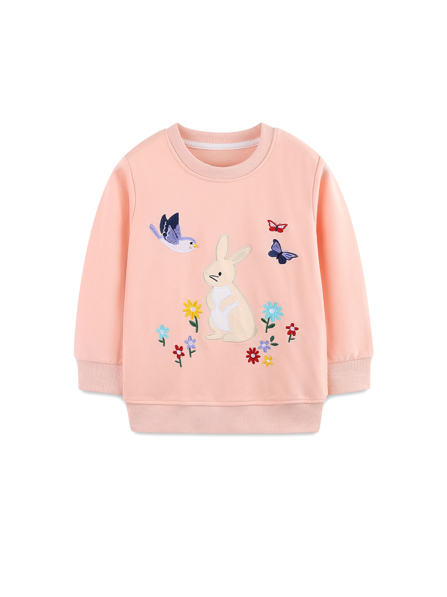 Suéter de niña bordado de conejo de moda de estilo europeo y americano otoño nuevo suéter para niños suéter de punto de algodón para niños pequeños y medianos image 3