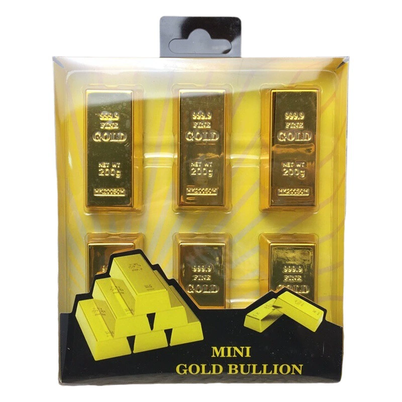 Творческий закка продуктовый магазин Фотография реквизит Моделирование Золотой кирпич маленький казначейство маленький золотой слиток холодильник наклейка украшения