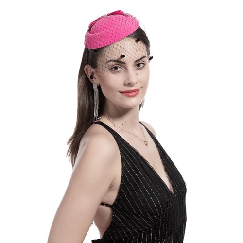 Korean bride stewardess hat hairpin hair accessories pearl bow ladies gift hat Amazon European and American veil
