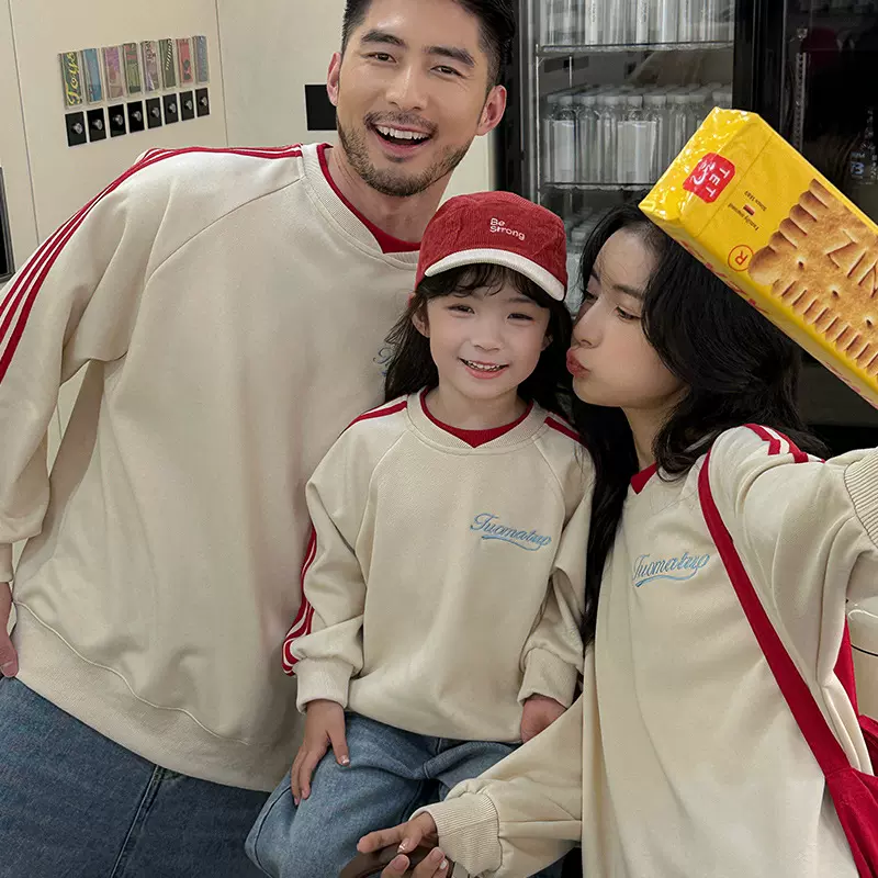 一家三四口亲子装卫衣春季2025新款炸街母子母女装高端全家服上衣