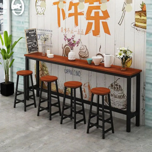Wall-Mounted Bar Table, High-Legged Table, Simple Home Balcony Leisure Small Bar Table, Long Table, Milk Tea Shop Table and Chair Combination