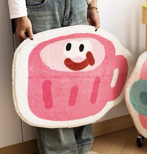 Ins Style Imitation Cashmere Foot Pads Cartoon Cute Stain-Resistant Easy Care Anti-Slip Mat Home Bathroom Bathroom Plush Mat
