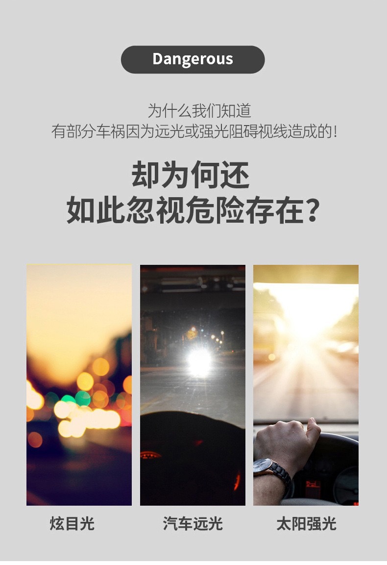 Cross-Border Popular Sun Visor, Car Sun Protection and Anti-Glare Mirror, Car-Specific Day and Night Mirror, Night Anti-High Beam Goggles