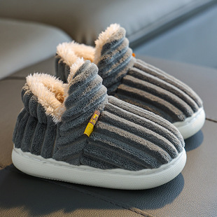 Children's Cotton Slippers Winter Boy Baby Bag Heel 1-3 Years Old 2 Warm Indoor Home Kidsren Female Cotton Shoes Furry Shoes