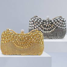 跨境直供欧美风满钻晚宴流苏名媛宴会时尚手拿包镶钻晚宴包批发