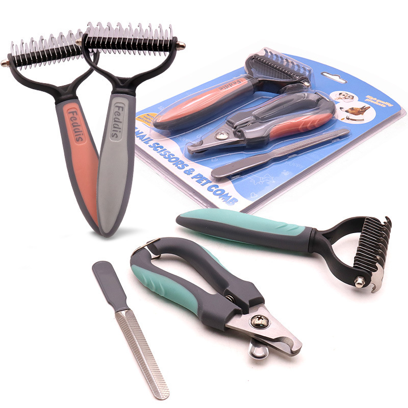 Direct selling 2022 new SJ001 set [pet nail clippers/pet open comb/pet nail file]]