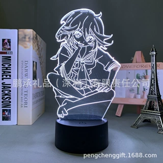 亚克力3D小夜灯斩服少女七彩触摸16色遥控英文说明书黑色白色裂纹