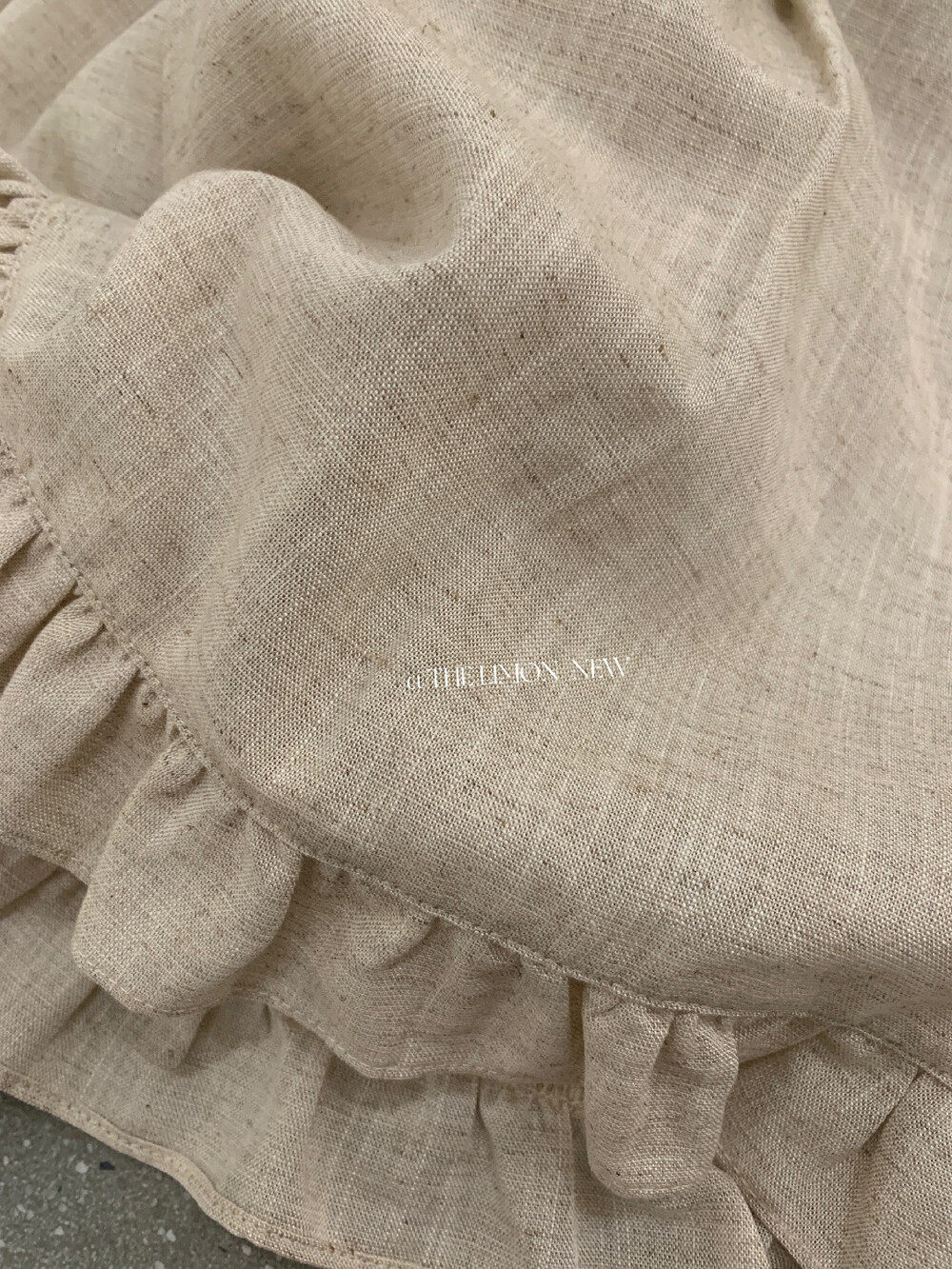 Quần short nữ cạp chun ống rộng chất liệu linen phối viền ren — màu sắc, xanh lam, Màu cà phê, màu hồng chi tiết 14