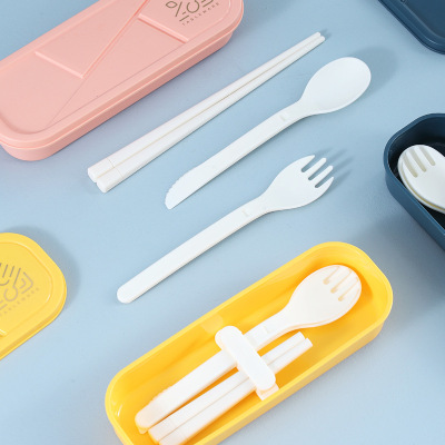 塑料便携餐具套刀叉勺筷四件套上班族学生午餐餐具组合cutlery