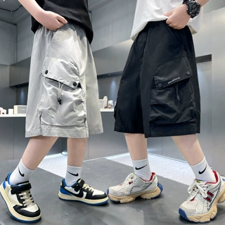 男童裤子夏季2026新款儿童中裤休闲运动中大童口袋工装短裤五分裤