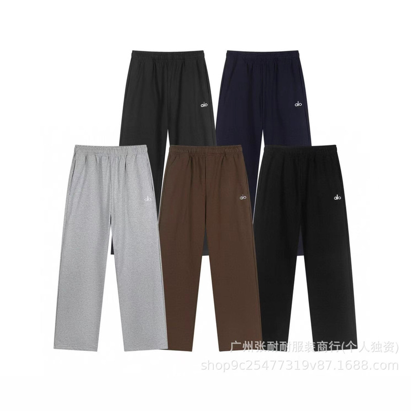 Sss25 Autumn and Winter Cross-Border High Version Alo Heavyweight Versatile Casual Straight Elastic Band Casual Pants for Men and Women
