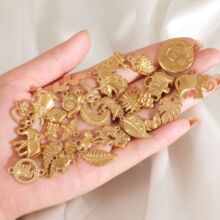 不锈钢镀18K金色太阳树叶大象蜜蜂吊坠DIY项链手链首饰品配件材料