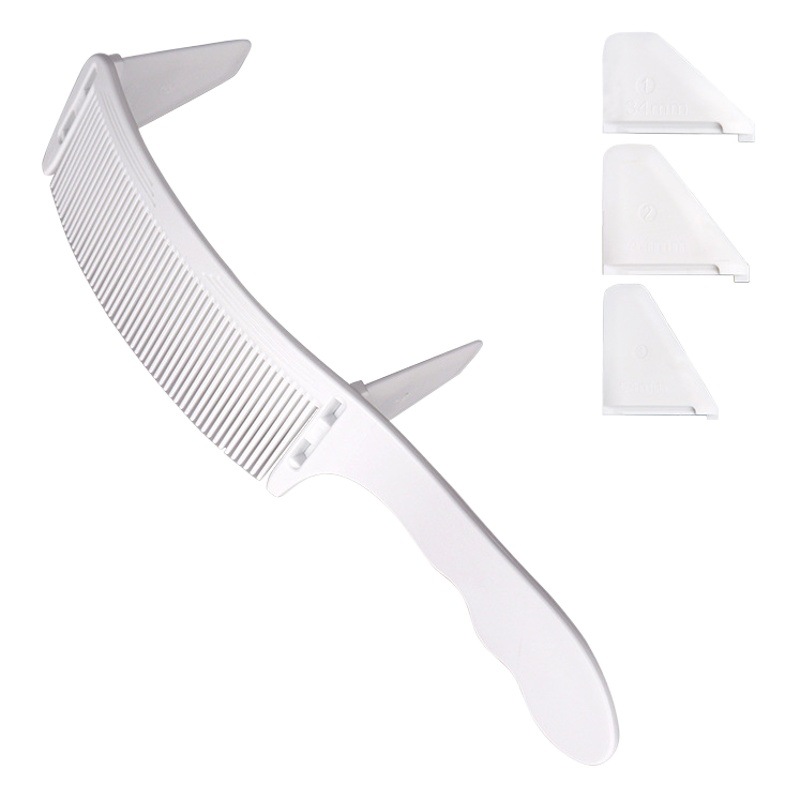 Peine de corte de pelo de los hombres S-tipo de cortadora de cabello peine de arco peine plano peine curvo salón de pelo plano pinza de posicionamiento límite peine
