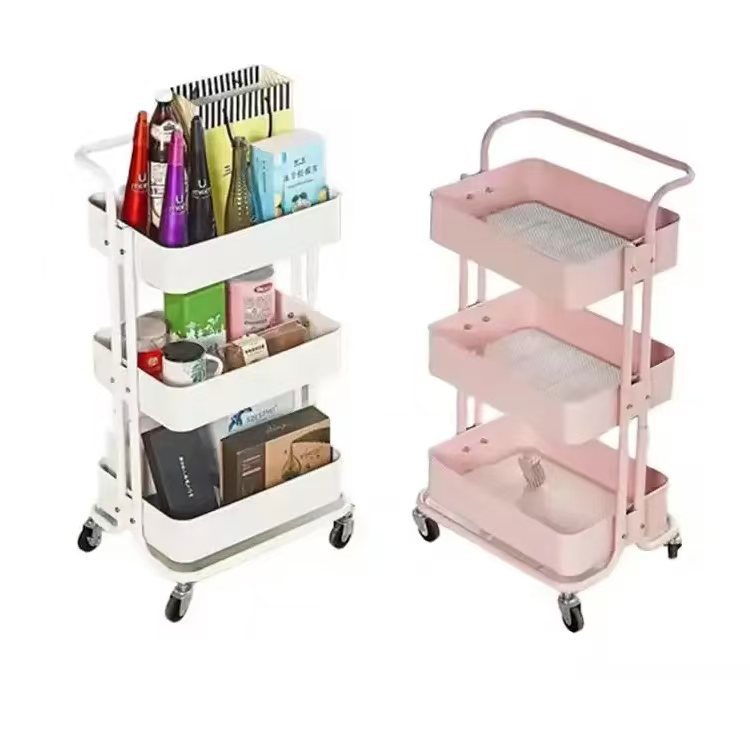 Bedroom Floor-Standing Trolley Multi-Layer Snack Storage Movable Storage Rack Kitchen Storage Cart Storage