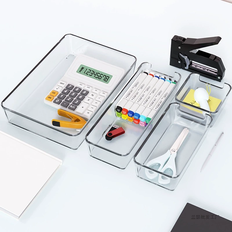 Ящик для хранения с перегородкой для ящиков, канцелярские принадлежности, акриловый прозрачный настольный органайзер для хранения косметики, небольшой ящик для офиса