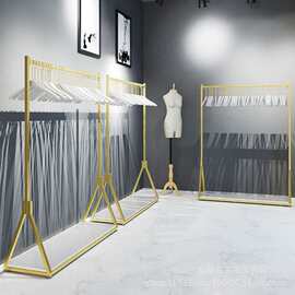 纳米金色服装店展示架童装店挂衣架服装展示架女装店陈列货架落地