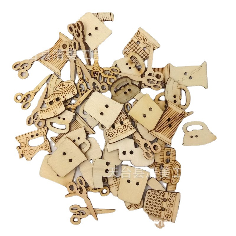 Juego de máquina de coser de color de madera Juego de equipo de máquina de coser de madera de bricolaje 50 piezas por paquete