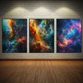 星空装饰绘画卧室装饰厂家批发来图打印油画布跨境电商来赞达