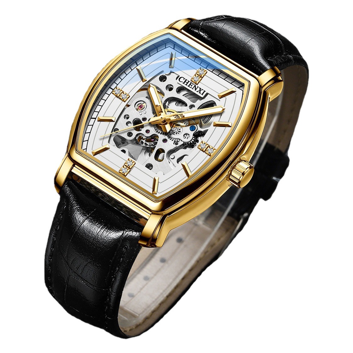 CHENXI/CHENXI reloj mecánico automático en forma de barril de los hombres hueco luminoso impermeable caliente-venta reloj mecánico