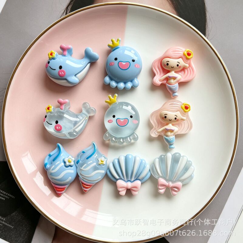 Glossy Transparent Whale Mermaid DIY Resin Accessories Hair Clips Hairpins Hairbands Pendants Cream Glue Decorations