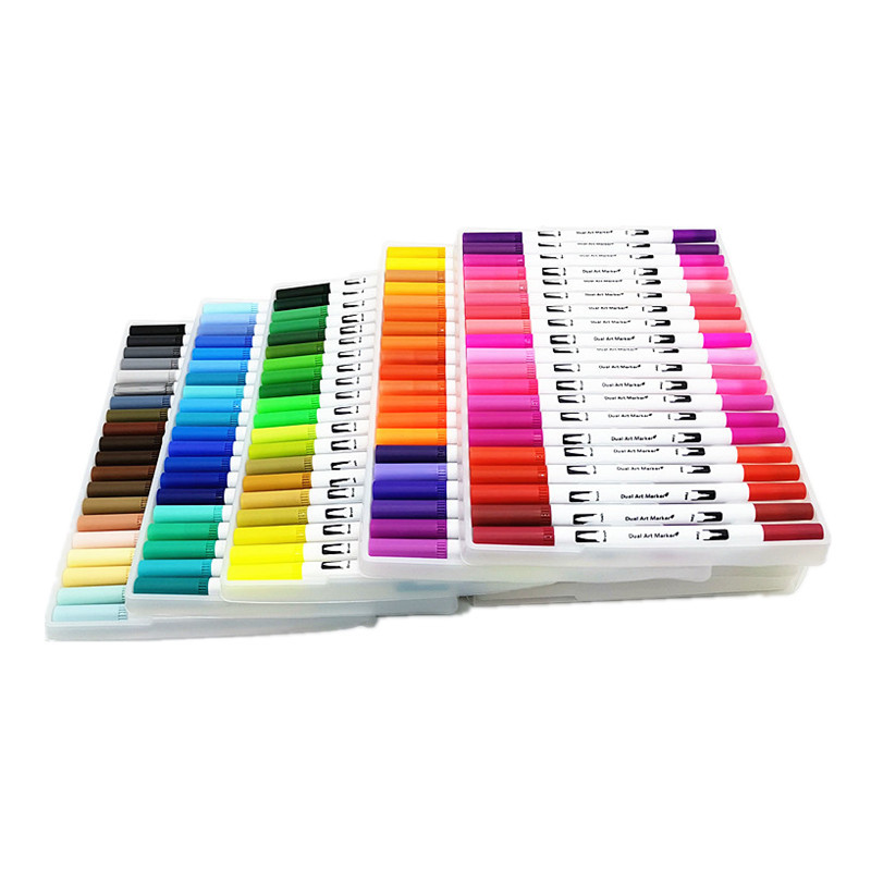 Pen de acuarela transfronteriza de doble cabeza lavable con agua de cabeza blanda marca pincel de pincel de gancho de color para niños set pincel al por mayor