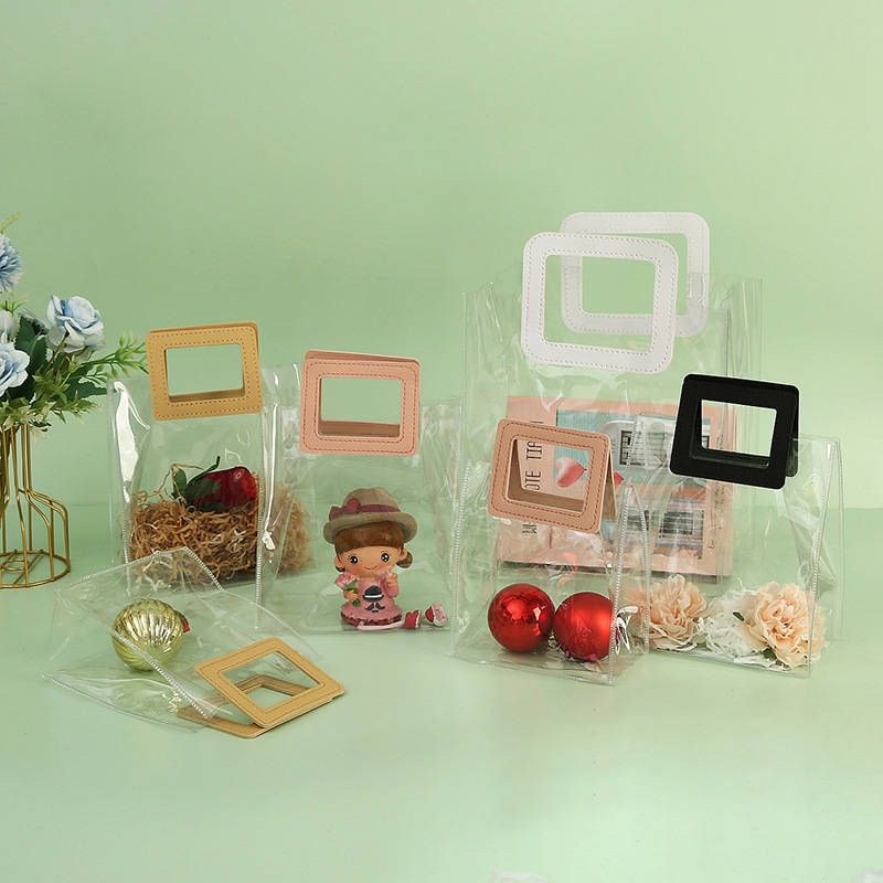 现货pvc手提袋婚庆回礼伴手礼喜糖盒塑料透明手提袋礼品包装袋