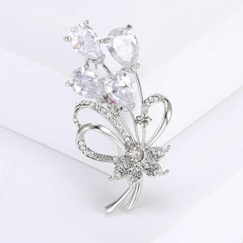 Tulpvormige broche met diamanten legering broche voor dames_voghion.com