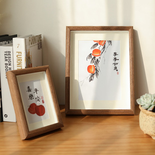 Three-dimensional hollow wooden photo frame wall-mounted 5678-inch A4a3 new Chinese calligraphy calligraphy and painting cardboard picture frame wholesale