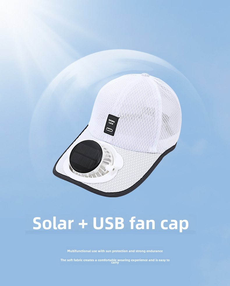 Breathable Mesh Baseball Cap With Solar Fan For Sun Protection_voghion.com